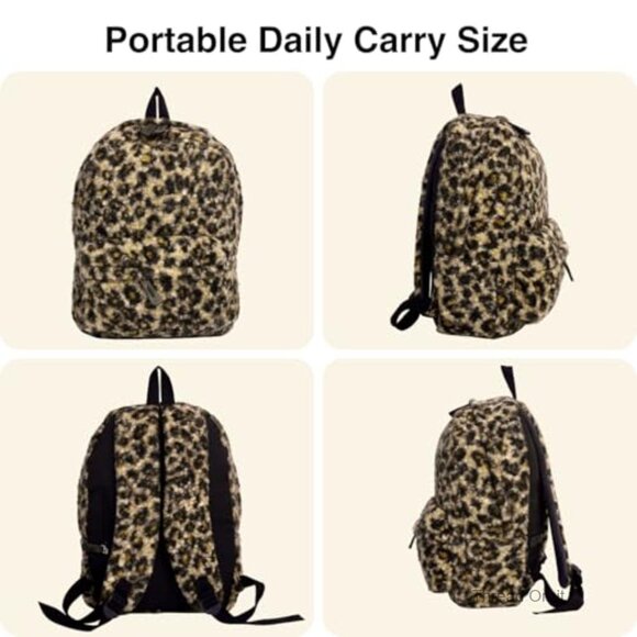 Fuzzy Cheetah Backpack Daypack Adjustable Strap Lightweight Corduroy 13 Gallon main image 4